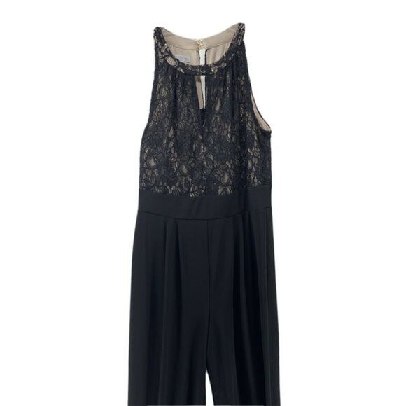 Black Sleeveless Wide Leg Jumpsuit Lace Small - Picture 1 of 9